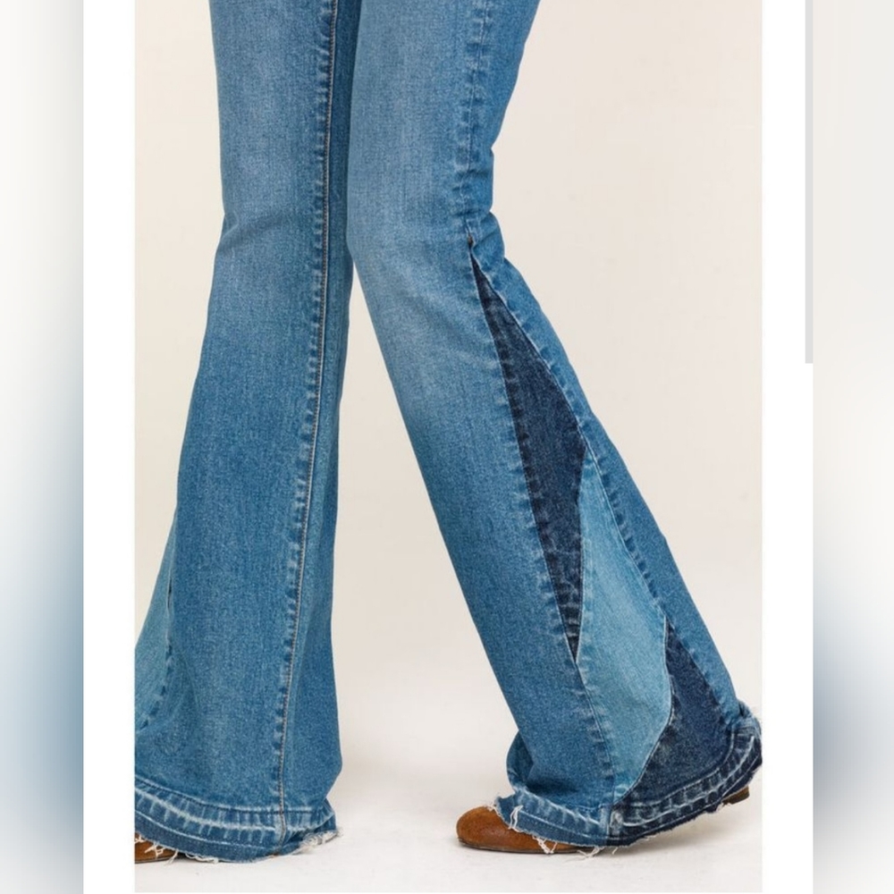 Driftwood Farrah patchwork bell bottoms